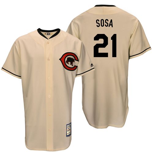 Mitchell And Ness Cubs #21 Sammy Sosa Cream Throwback Stitched MLB Jersey